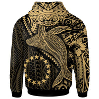 Cook Islands Zip up Hoodie Humpback Whale & Coat of Arms Gold - Polynesian Pride
