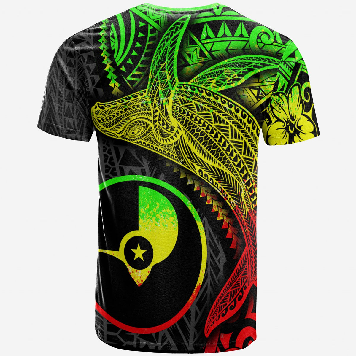 Yap T Shirt Humpback Whale & Coat of Arms Reggae - Polynesian Pride