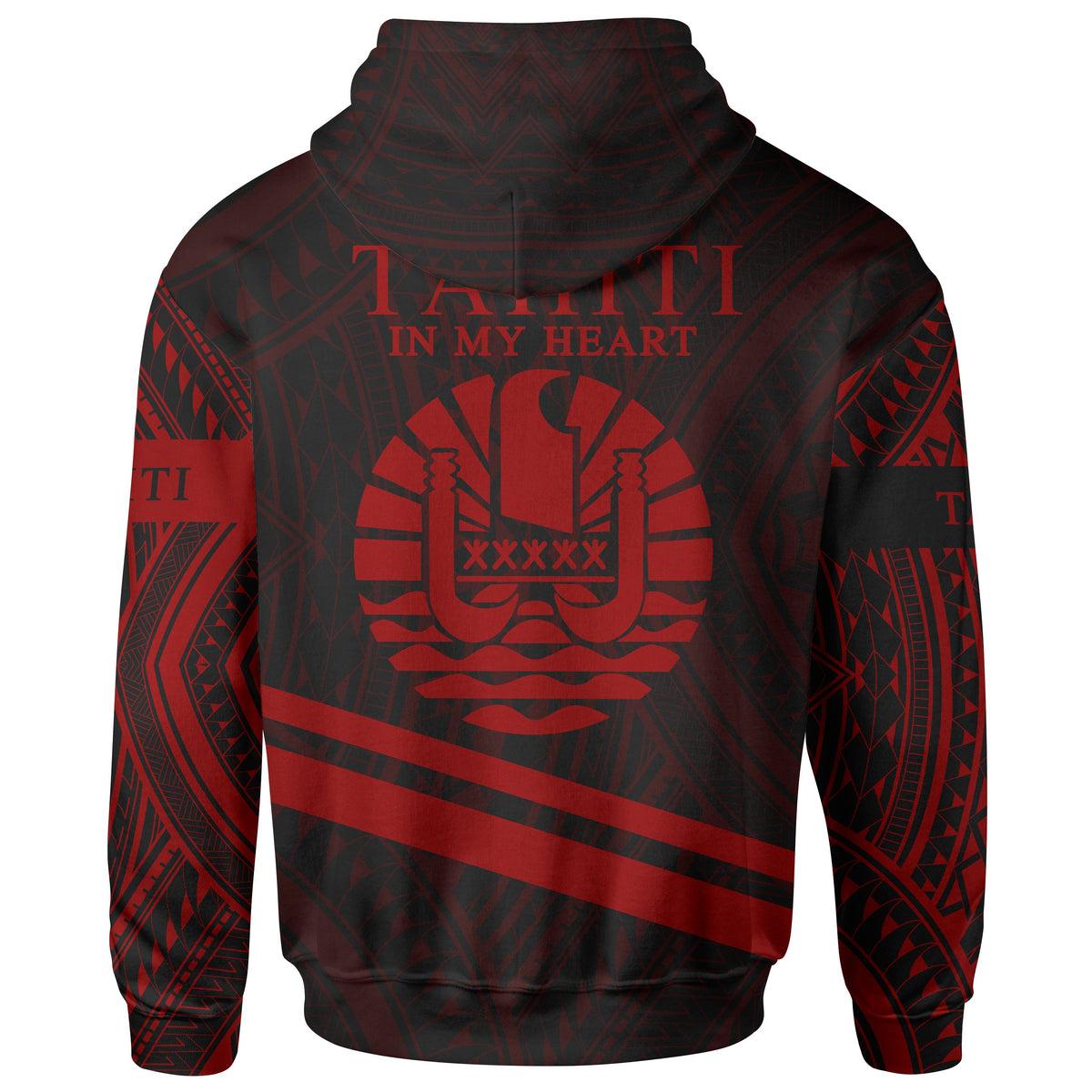 Tahiti Zip Hoodie In My Heart Style Red Polynesian Patterns - Polynesian Pride