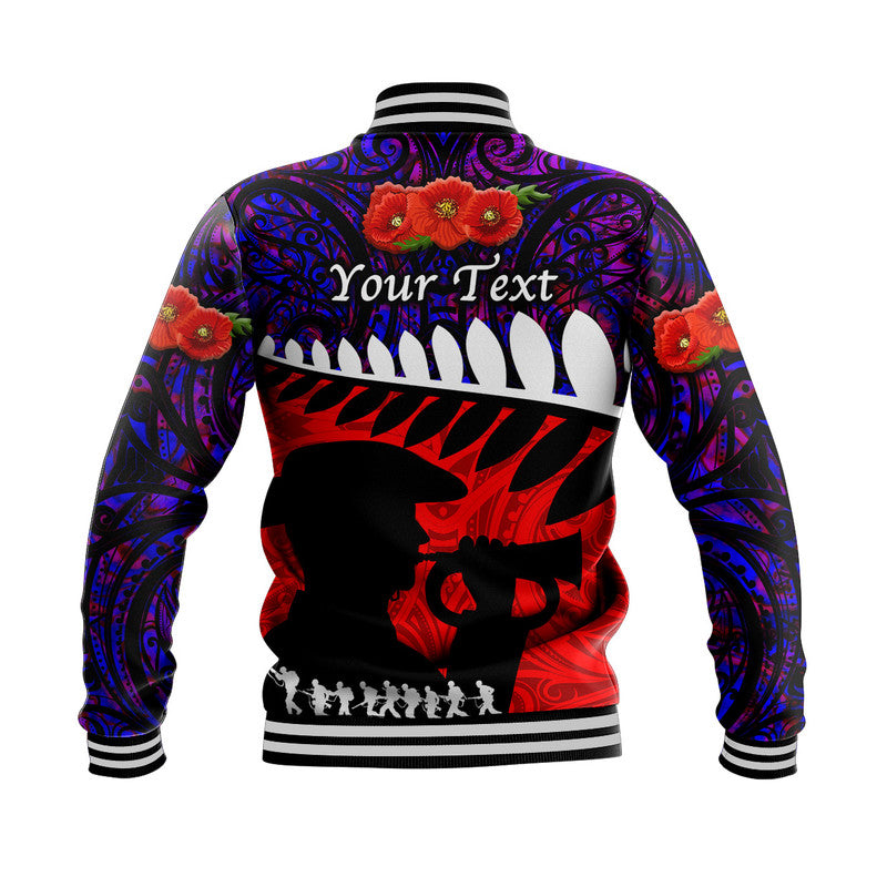 (Custom Personalised) New Zealand Maori ANZAC Baseball Jacket Remembrance Soldier - Purple LT8 - Polynesian Pride