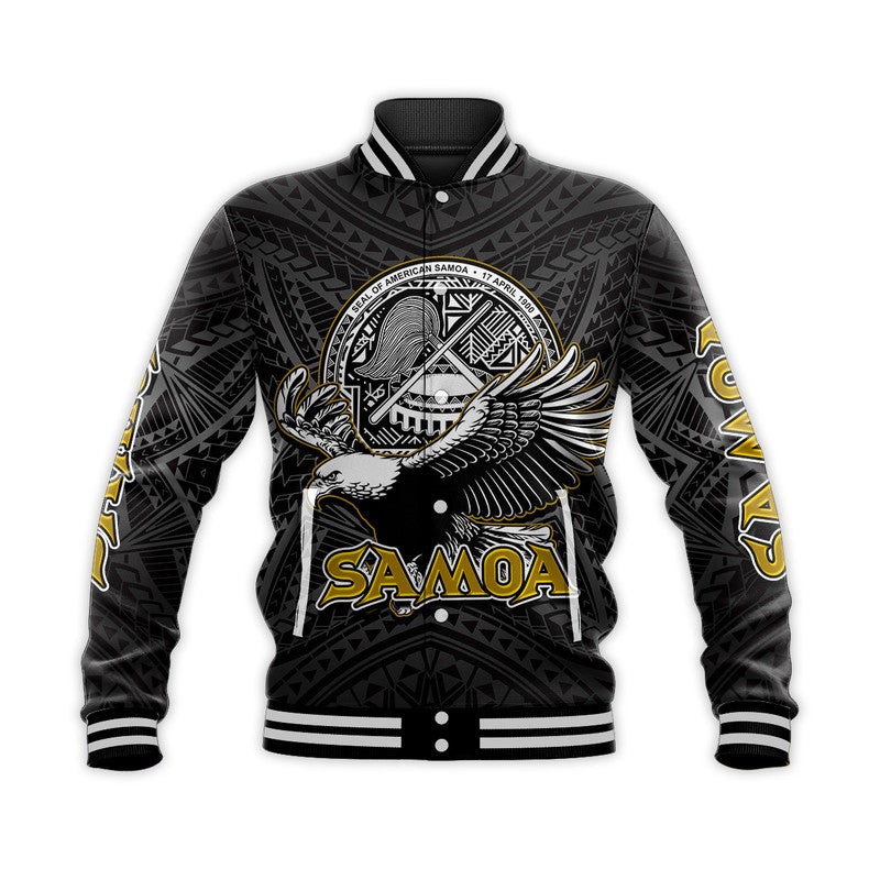 (Custom Personalised) Seal of American Samoa Baseball Jacket LT6 Unisex Black - Polynesian Pride