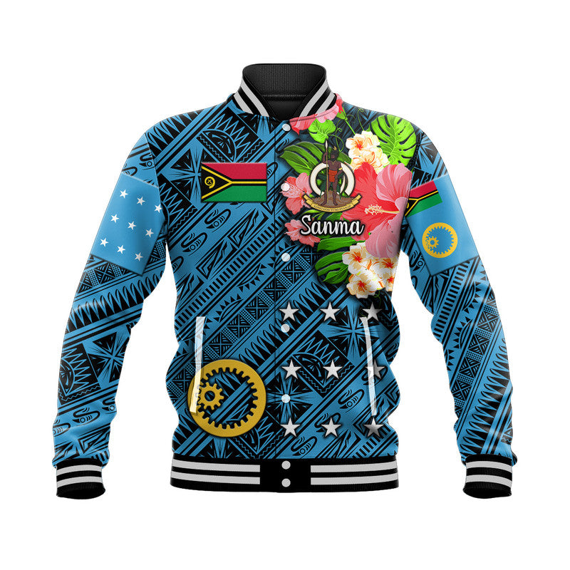 Vanuatu Sanma Baseball Jacket Independence Be Proud LT8 Unisex Blue - Polynesian Pride