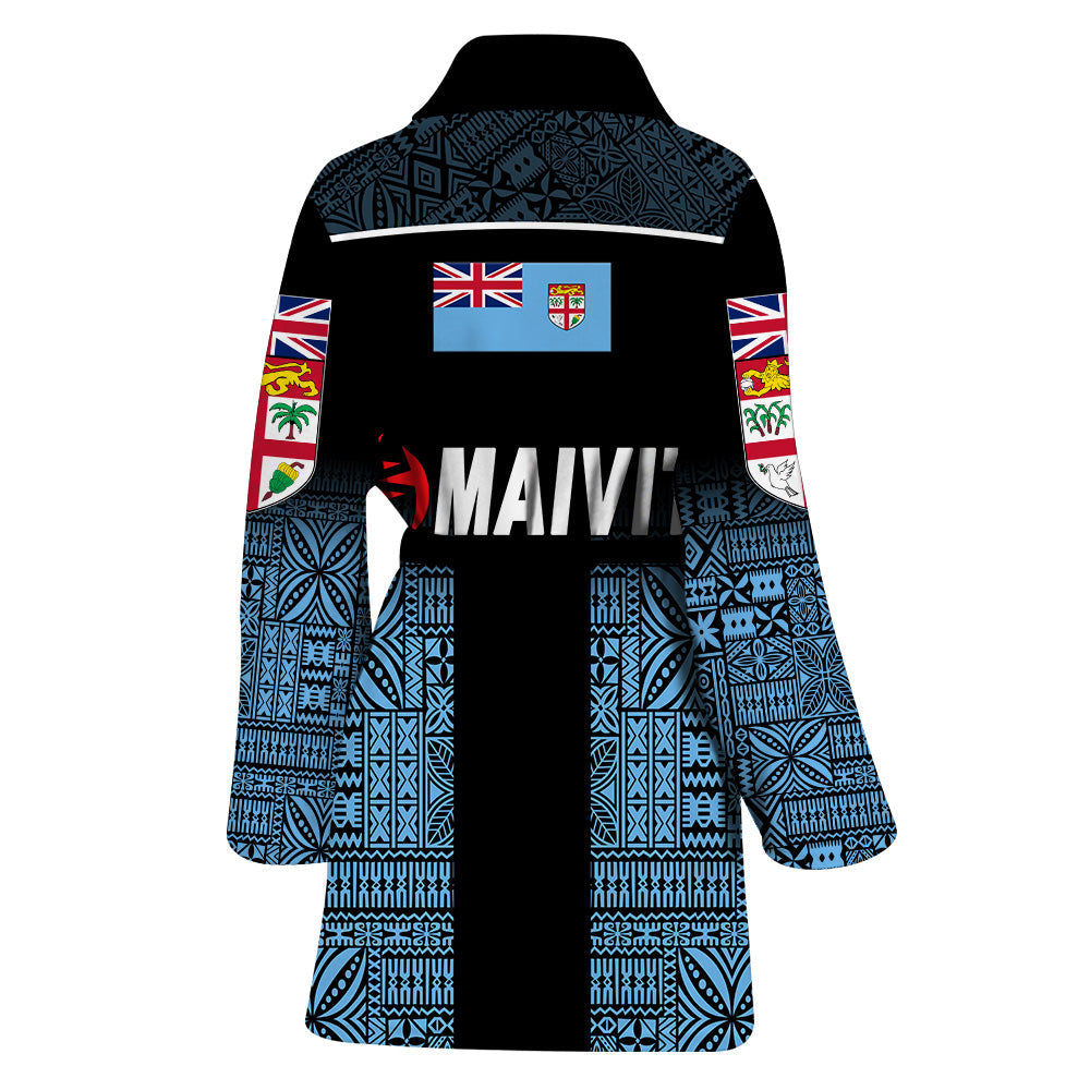 Fiji Lomaiviti Rugby Bathrobe Simple Vibes - Blue LT8 - Polynesian Pride