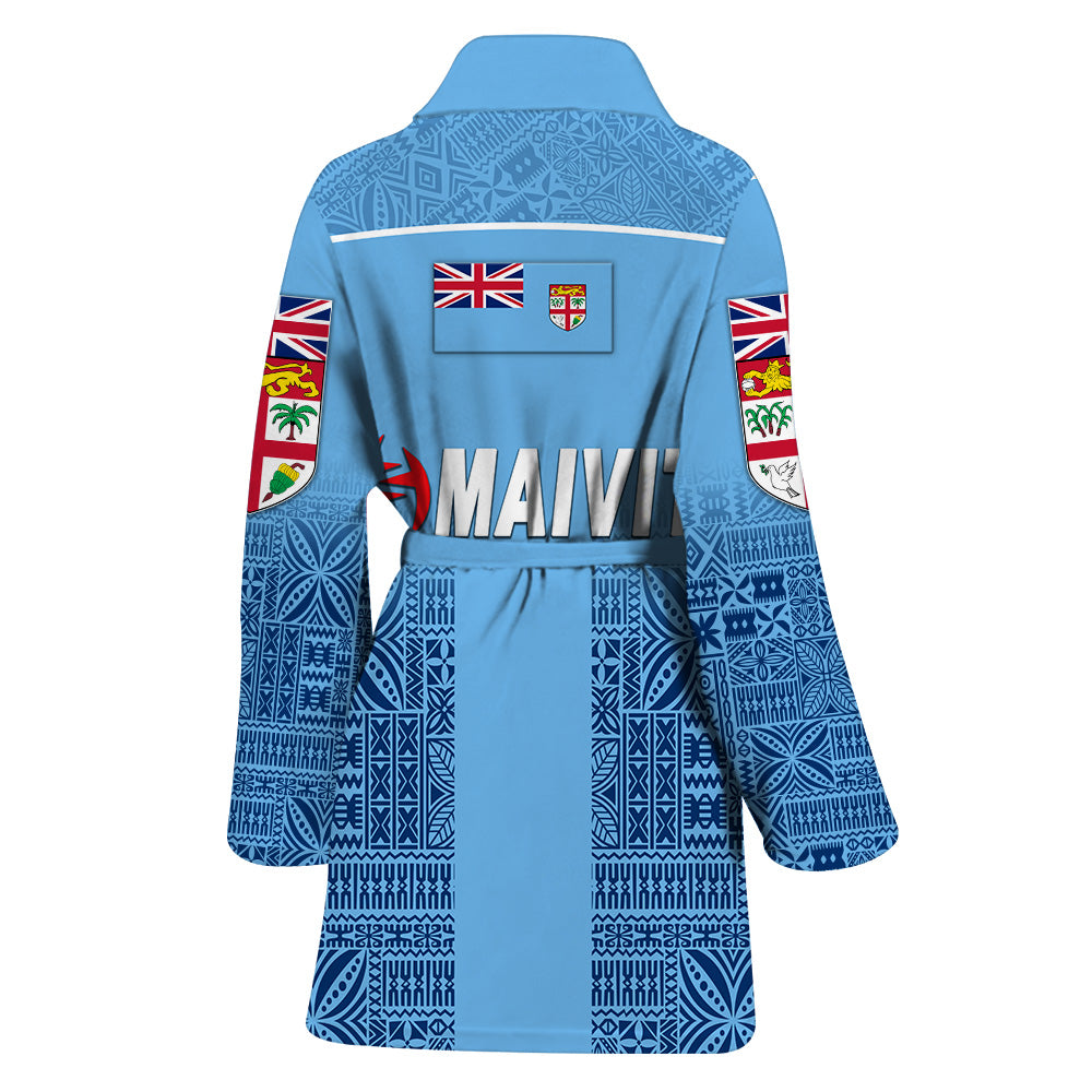 Fiji Lomaiviti Rugby Bathrobe Simple Vibes - Full Blue LT8 - Polynesian Pride