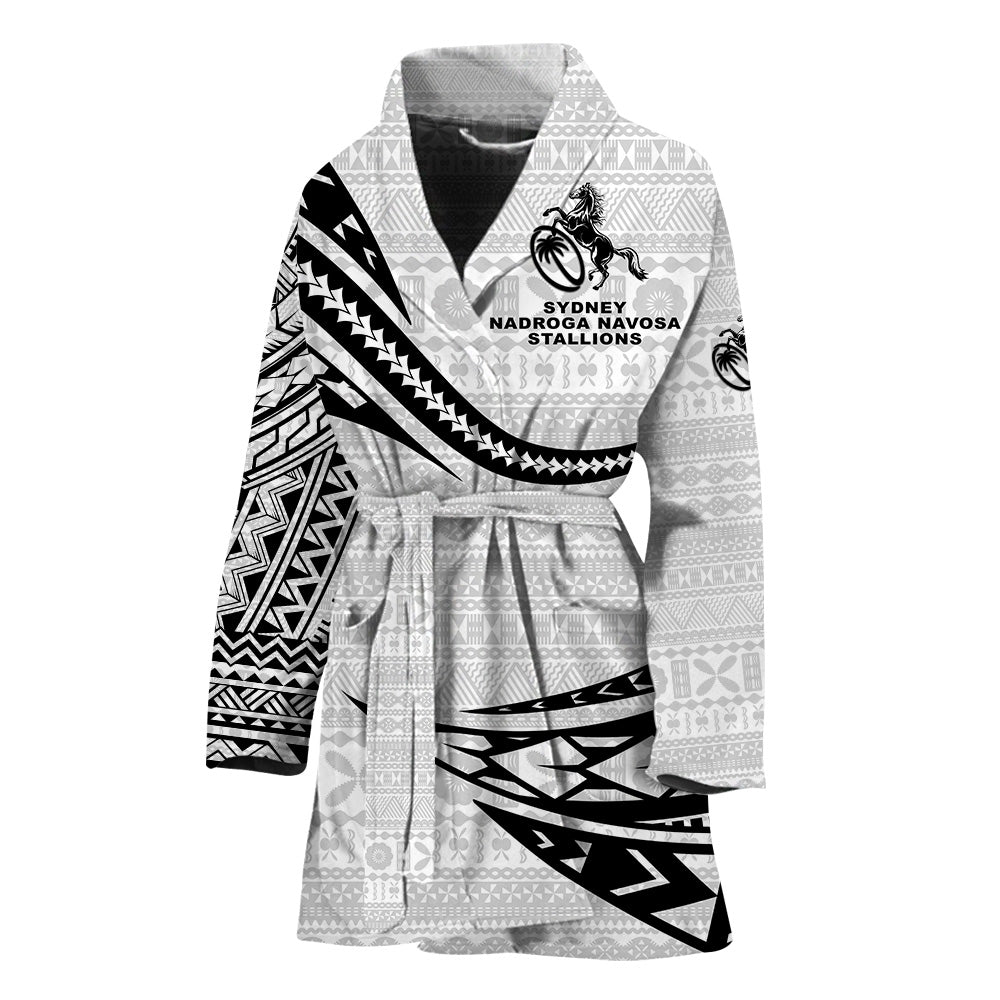 Fiji Rugby Bathrobe Sydney Nadroga Navosa Stallions Unique Version - White LT8 One Size White - Polynesian Pride