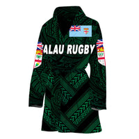 Fiji Ovalau Rugby Bathrobe Dark Green Style LT8 One Size Green - Polynesian Pride