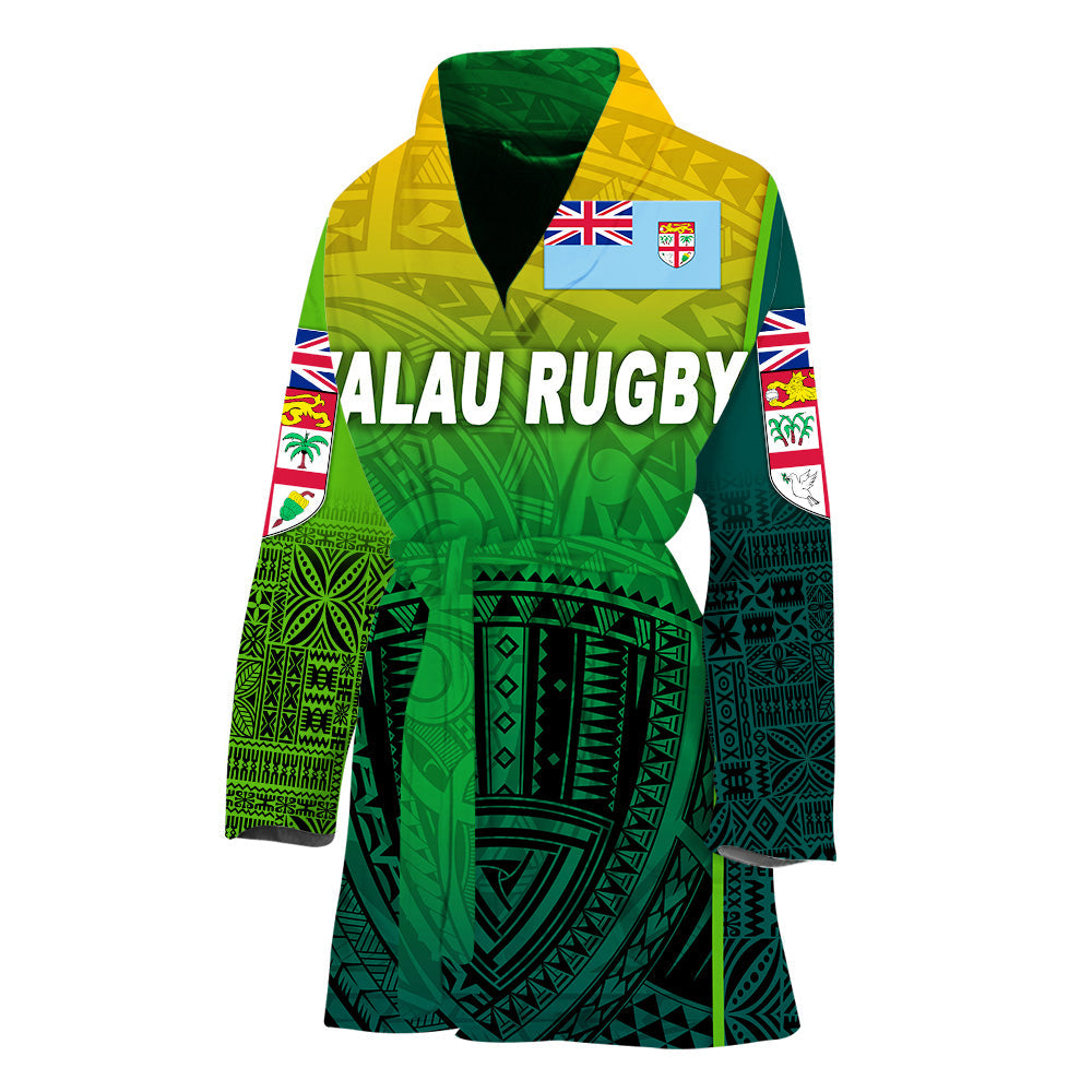 Fiji Ovalau Rugby Bathrobe Light Green Style LT8 One Size Green - Polynesian Pride