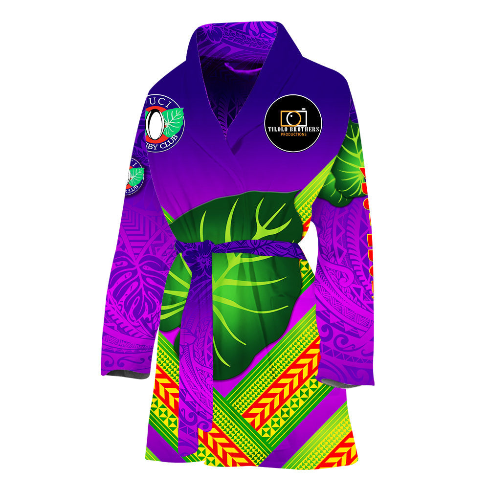 Fiji Vuci Rugby Club Bathrobe Creative Style - Purple LT8 One Size Purple - Polynesian Pride