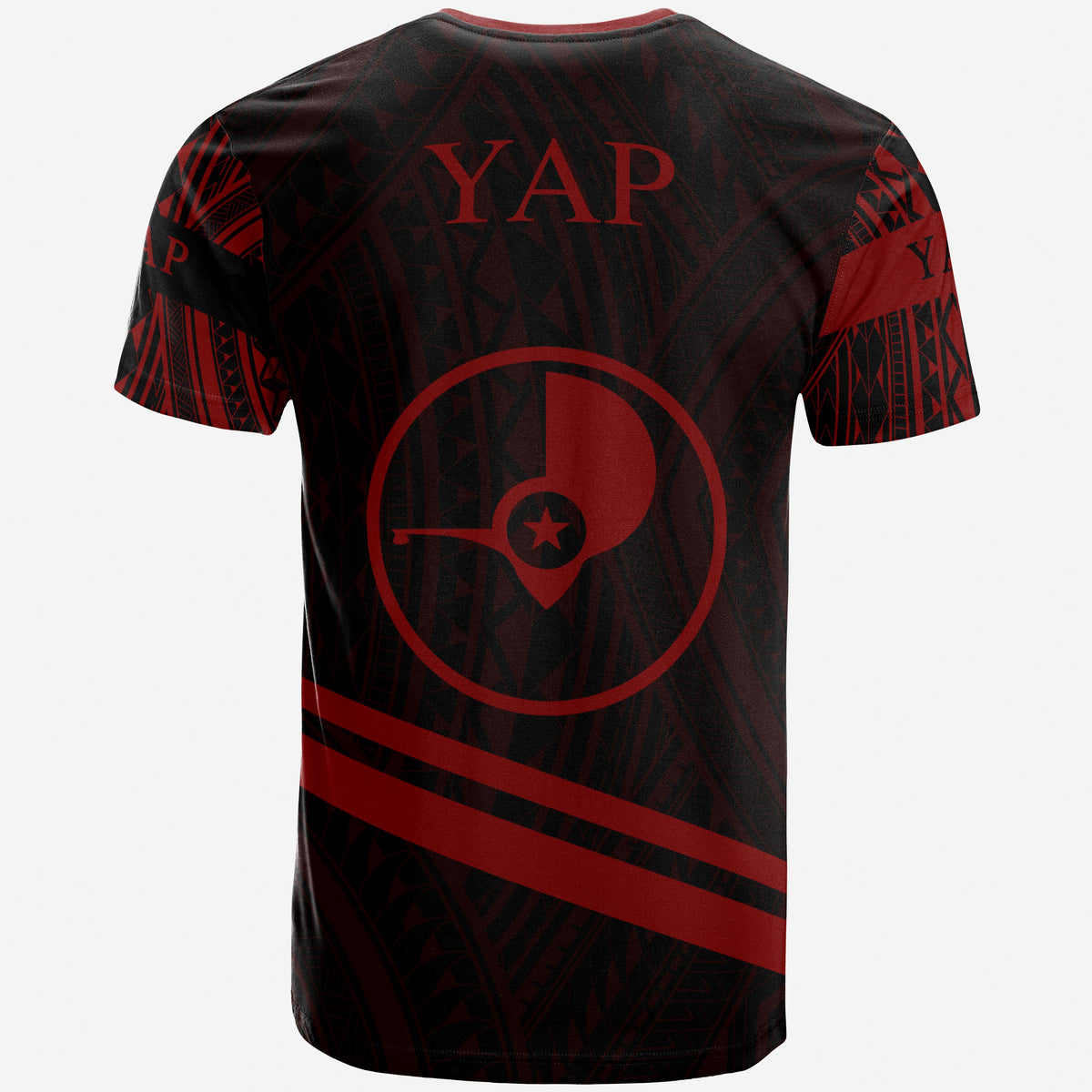 Yap State T Shirt In My Heart Style Red Polynesian Patterns - Polynesian Pride