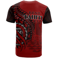 Tahiti T Shirt Red Color Polynesian Patterns Best Tahiti Ever - Polynesian Pride