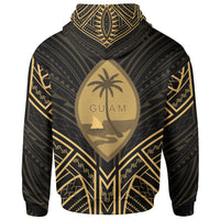 Guam Zip Hoodie Guam Seal Gold Tribal Patterns - Polynesian Pride