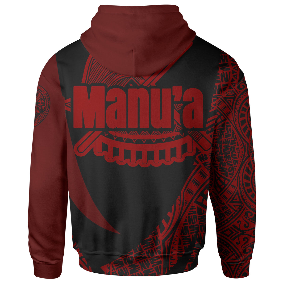 American Samoa Zip Hoodie Manua ofu Polynesian Red Patterns Sport Style - Polynesian Pride