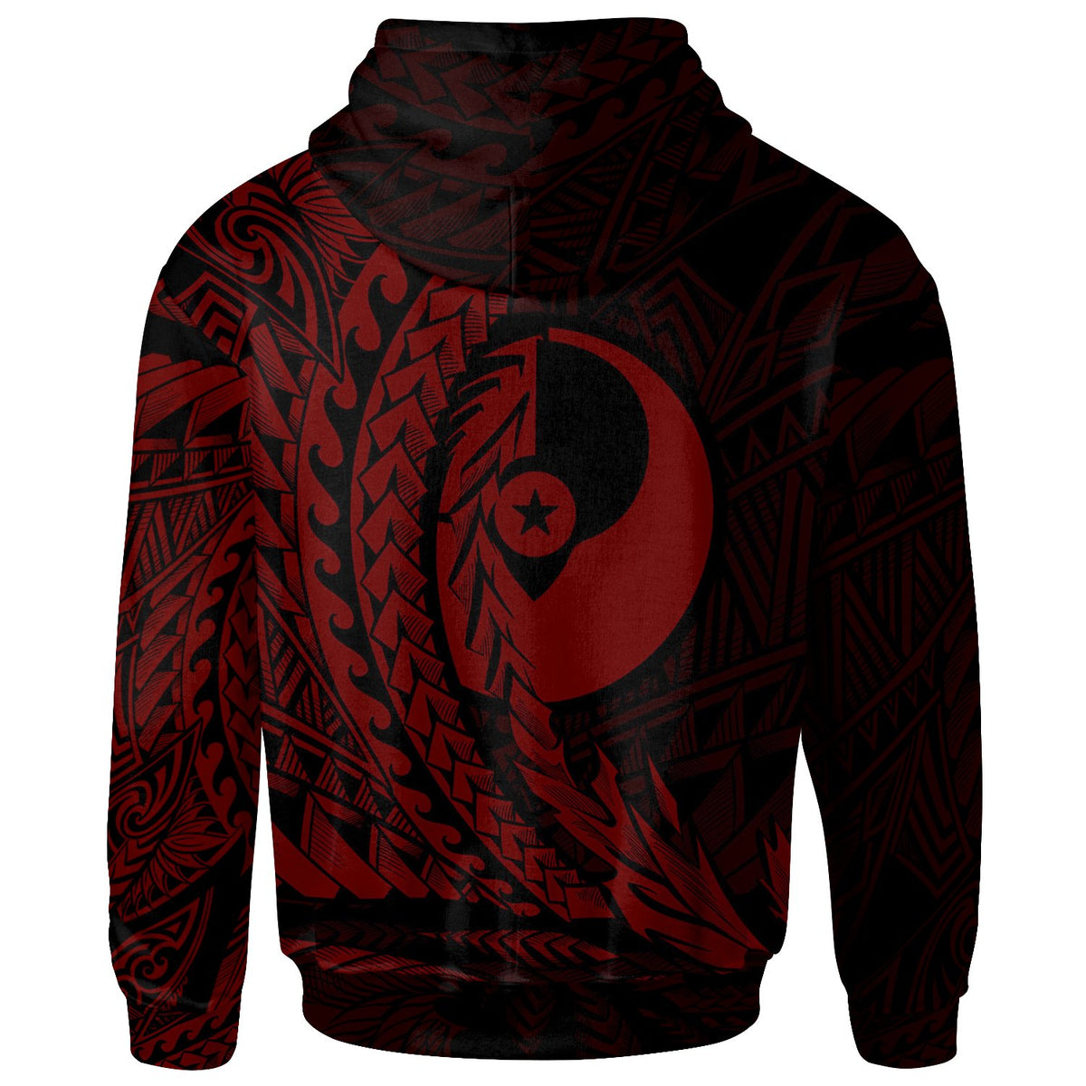 Yap State Zip Hoodie Red Custom Wings Style - Polynesian Pride
