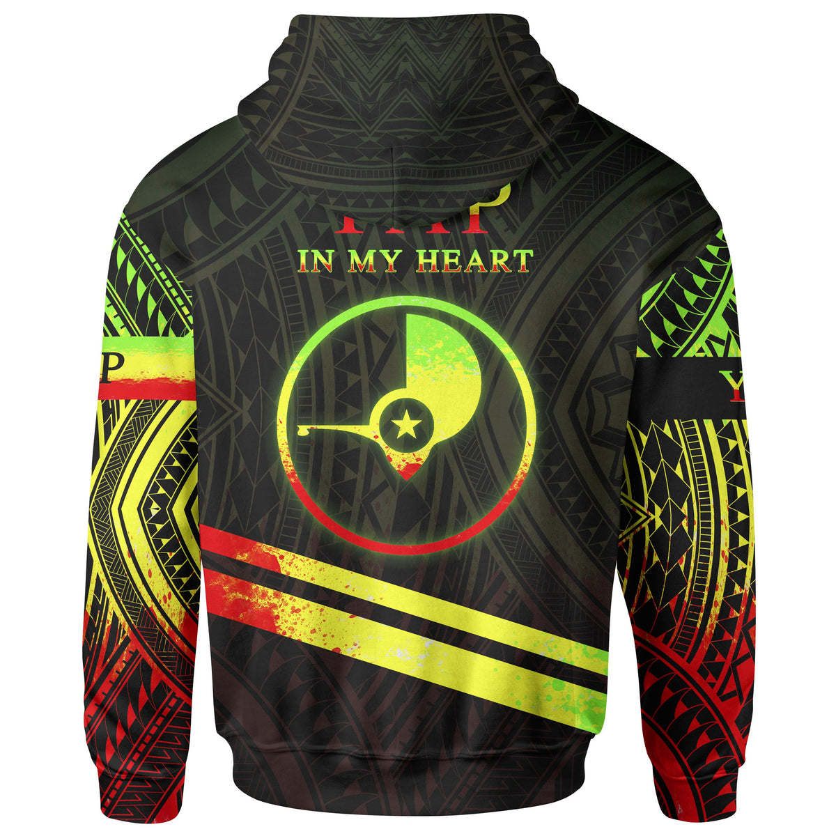 Yap State Zip Hoodie In My Heart Style Reggae Polynesian Patterns - Polynesian Pride