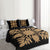 Hawaiian Royal Pattern Quilt Bed Set - Black And Gold - N1 Style - AH - Polynesian Pride