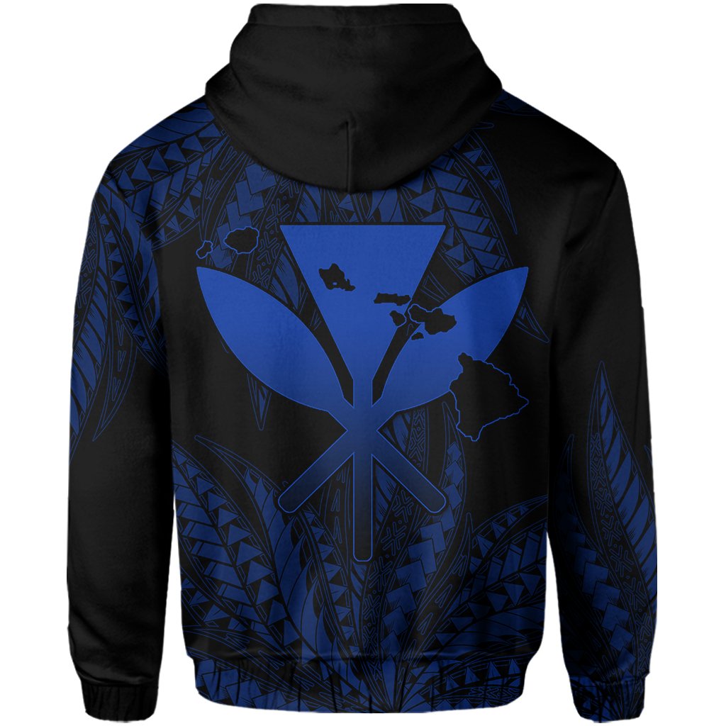 Hawaii King Polynesian Hoodie (Zip up) Durk Style Blue - Polynesian Pride