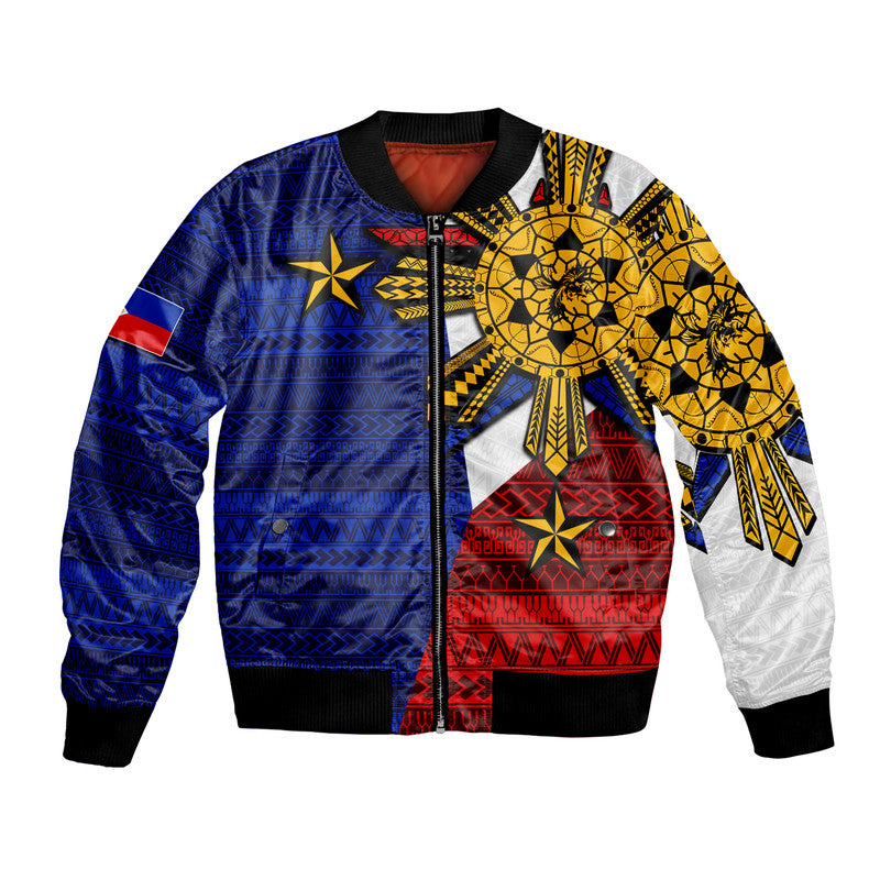 Filipino Bomber Jacket Tribal Flag Style LT6 Unisex Blue - Polynesian Pride