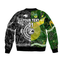 (Custom Personalised) New Zealand Maori All Black And Australia Kangaroos Aboriginal Bomber Jacket Rugby Together LT8 - Polynesian Pride