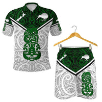 Combo Polo Shirt and Men Short New Zealand Maori Rugby Pride Version - White 5XL - Polynesian Pride