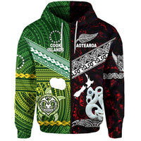 New Zealand Cook Islands Zip Hoodie Maori and Polynesian Together Red LT8 - Polynesian Pride