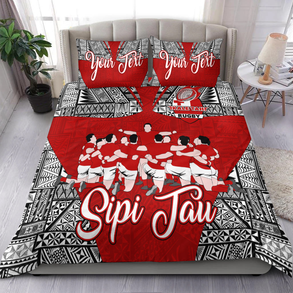 (Custom Personalised) Tonga Rugby Ikale Tahi Sipi Tau Bedding Set - LT2 BLACK - Polynesian Pride