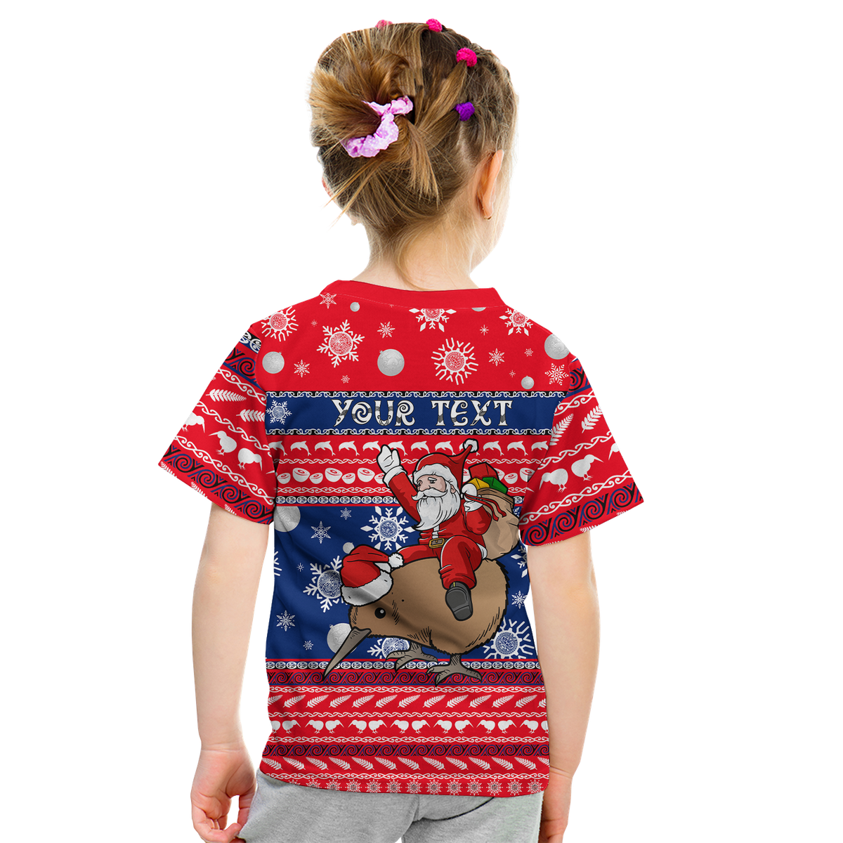 Custom New Zealand Maori Meri Kirihimete T Shirt LT2 Kid RED - Polynesian Pride