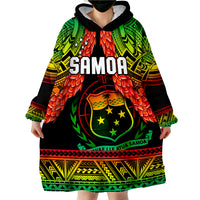 (Custom Text And Number) Samoa Rugby Teuila Torch Ginger Gradient Style Wearable Blanket Hoodie LT14 - Polynesian Pride