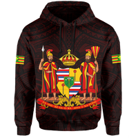 Polynesian Kanaka Maoli Royal Coat of Arms Hawaii Hoodie Red - Polynesian Pride
