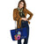 Guam Polynesian Large Leather Tote Bag - Floral With Seal Blue - Polynesian Pride