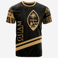 Guam T Shirt In My Heart Style Gold Polynesian Patterns Unisex Black - Polynesian Pride
