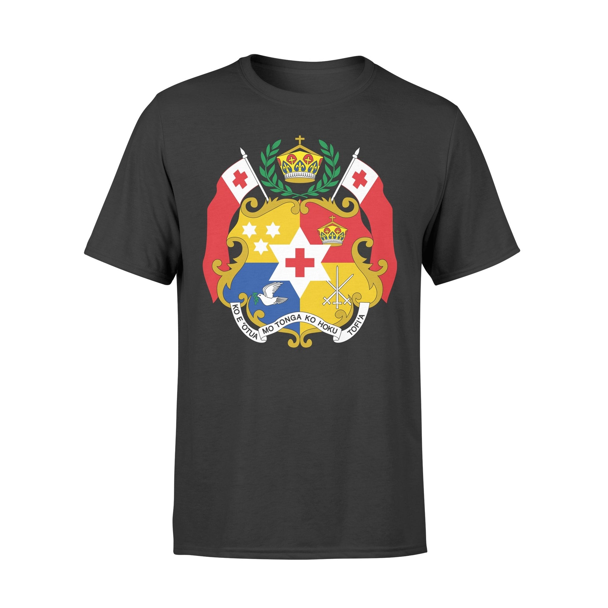 Tonga T Shirt Tonga Coat of Arm Unisex Black - Polynesian Pride