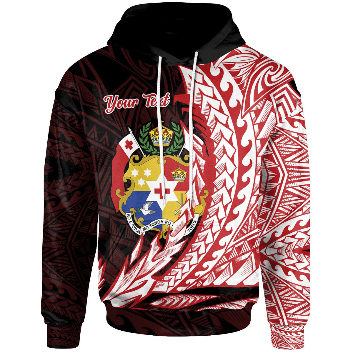 Tonga Hoodie Custom Wings Style Black - Polynesian Pride
