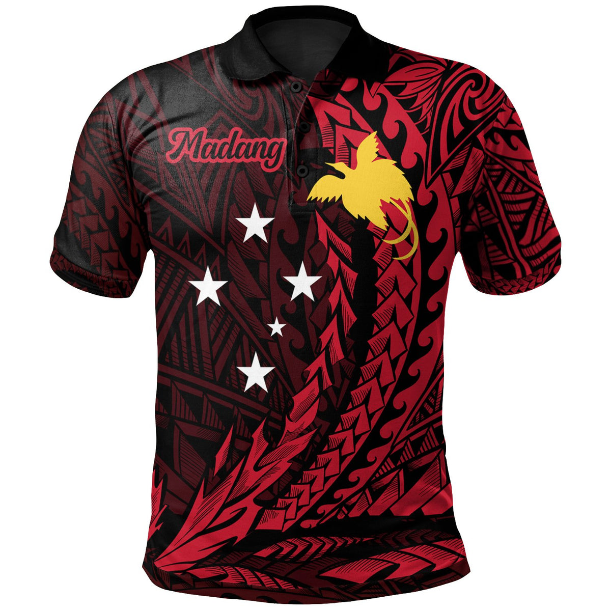 Papua New Guinea Polo Shirt Madang Wings Style Unisex Black - Polynesian Pride