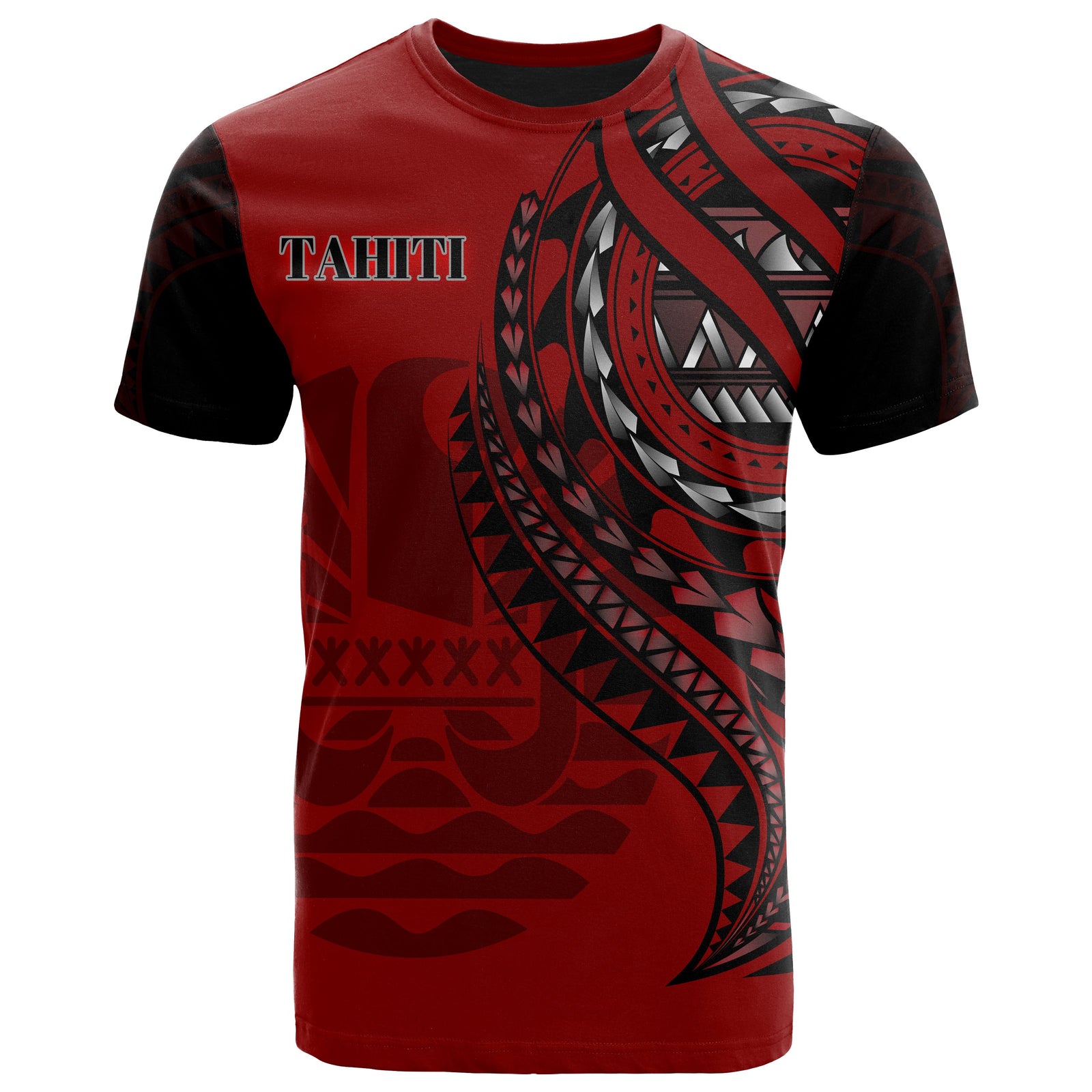 Tahiti T Shirt Red Color Polynesian Patterns Best Tahiti Ever Unisex Black - Polynesian Pride