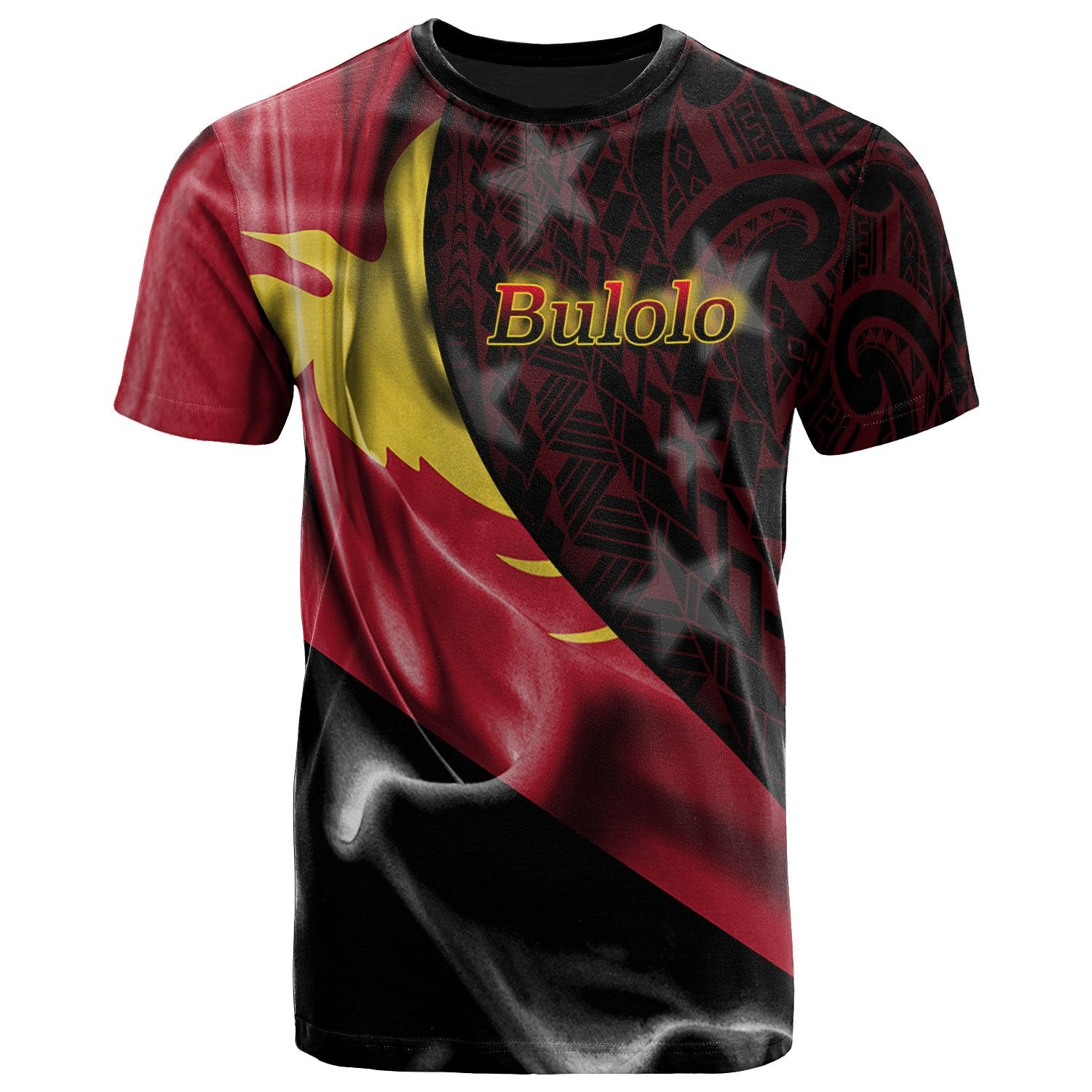 Papua New Guinea T Shirt Bulolo PNG Flag Of Silk Style Unisex Black - Polynesian Pride
