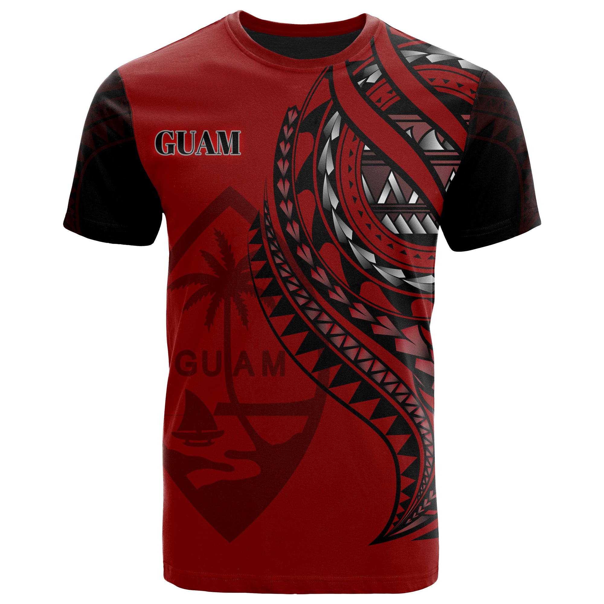 Guam T Shirt Red Color Polynesian Patterns Best Guam Ever Unisex Black - Polynesian Pride
