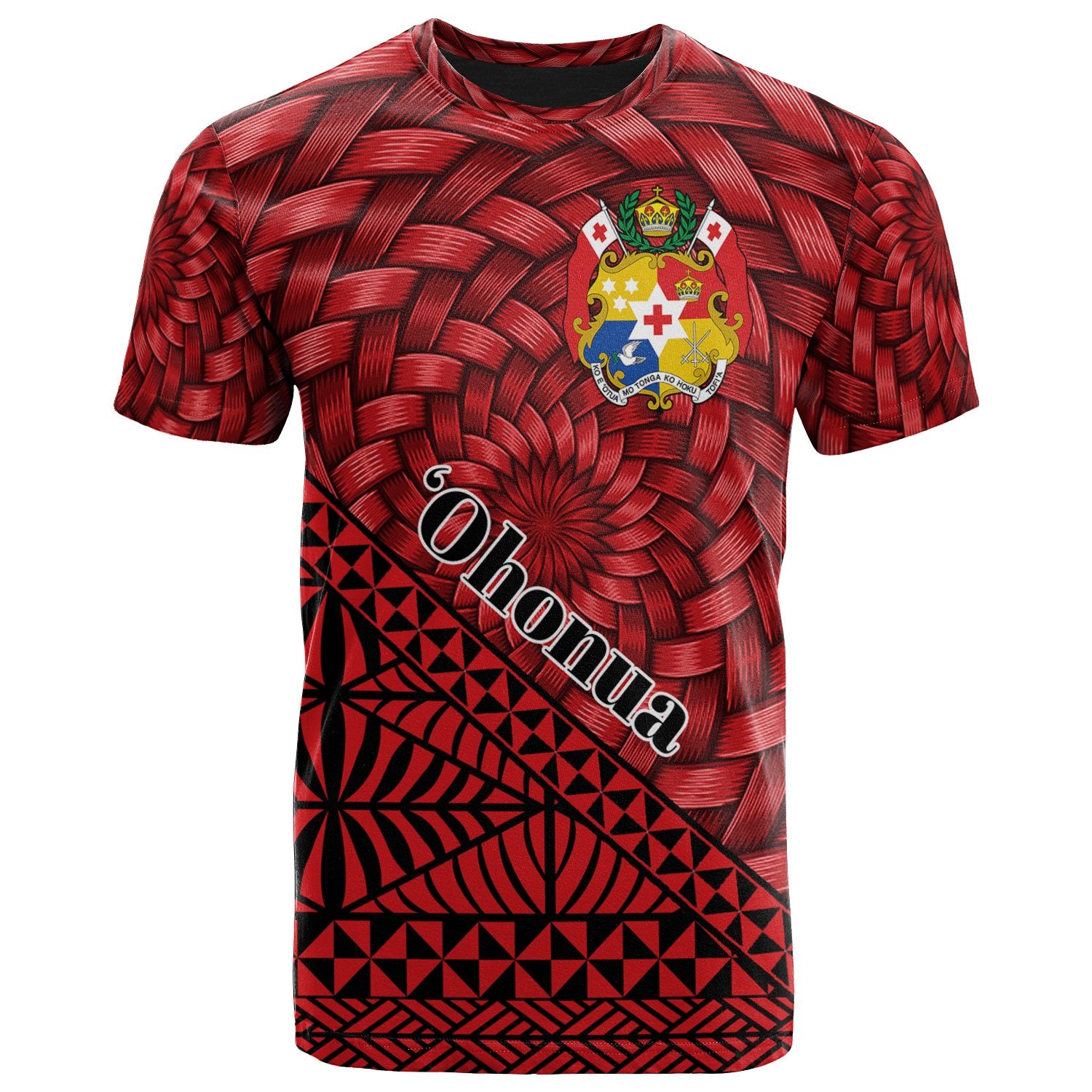 Tonga T Shirt Ohonua Tapa Patterns With Bamboo Unisex Red - Polynesian Pride