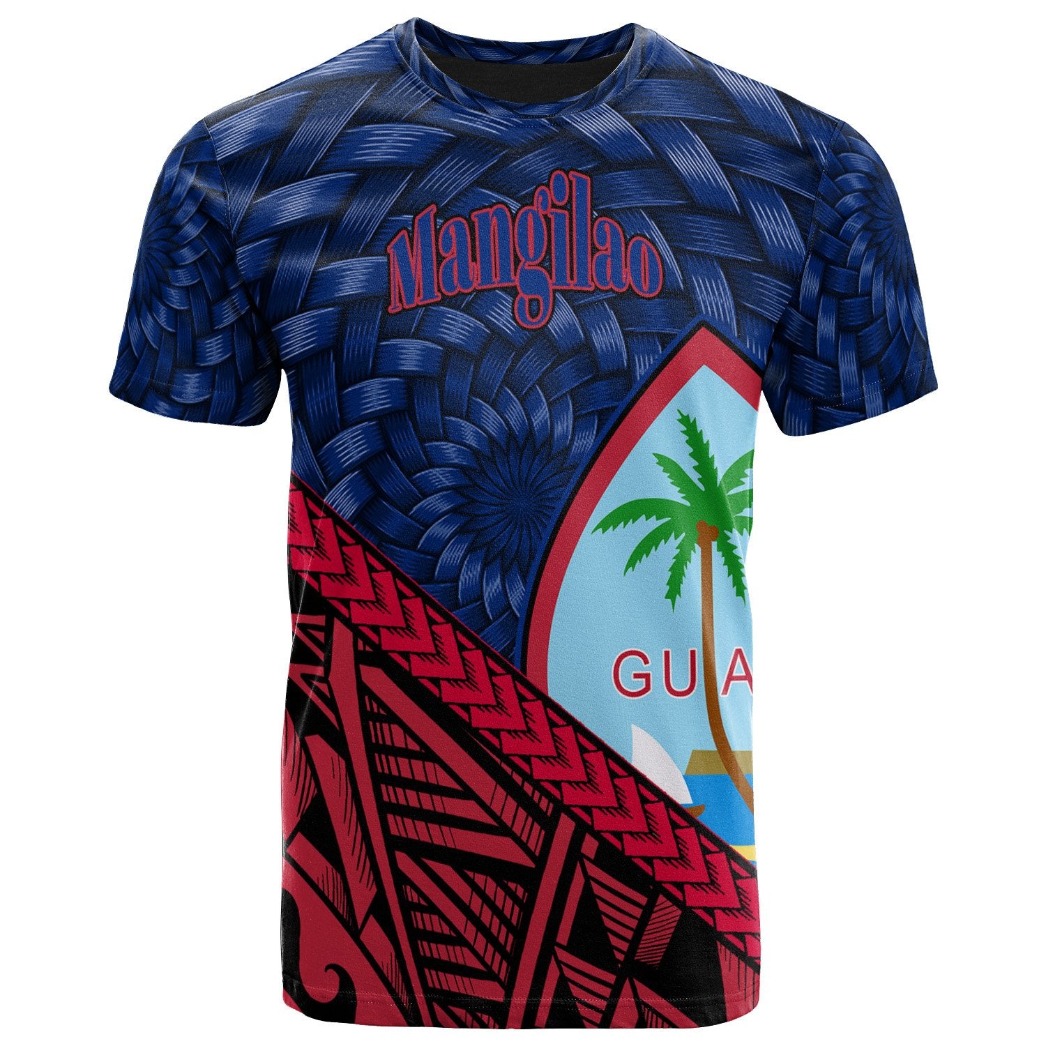 Guam T Shirt Mangilao Tapa Patterns With Bamboo Unisex Blue - Polynesian Pride