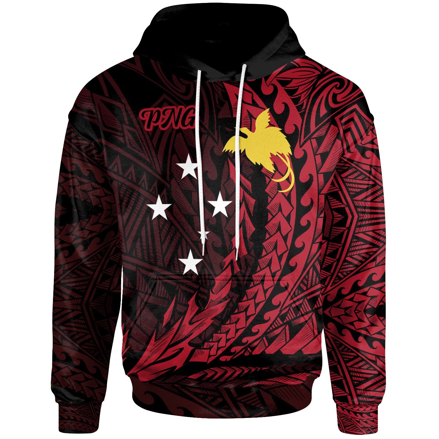 Papua New Guinea Hoodie Wings Style Unisex Black - Polynesian Pride
