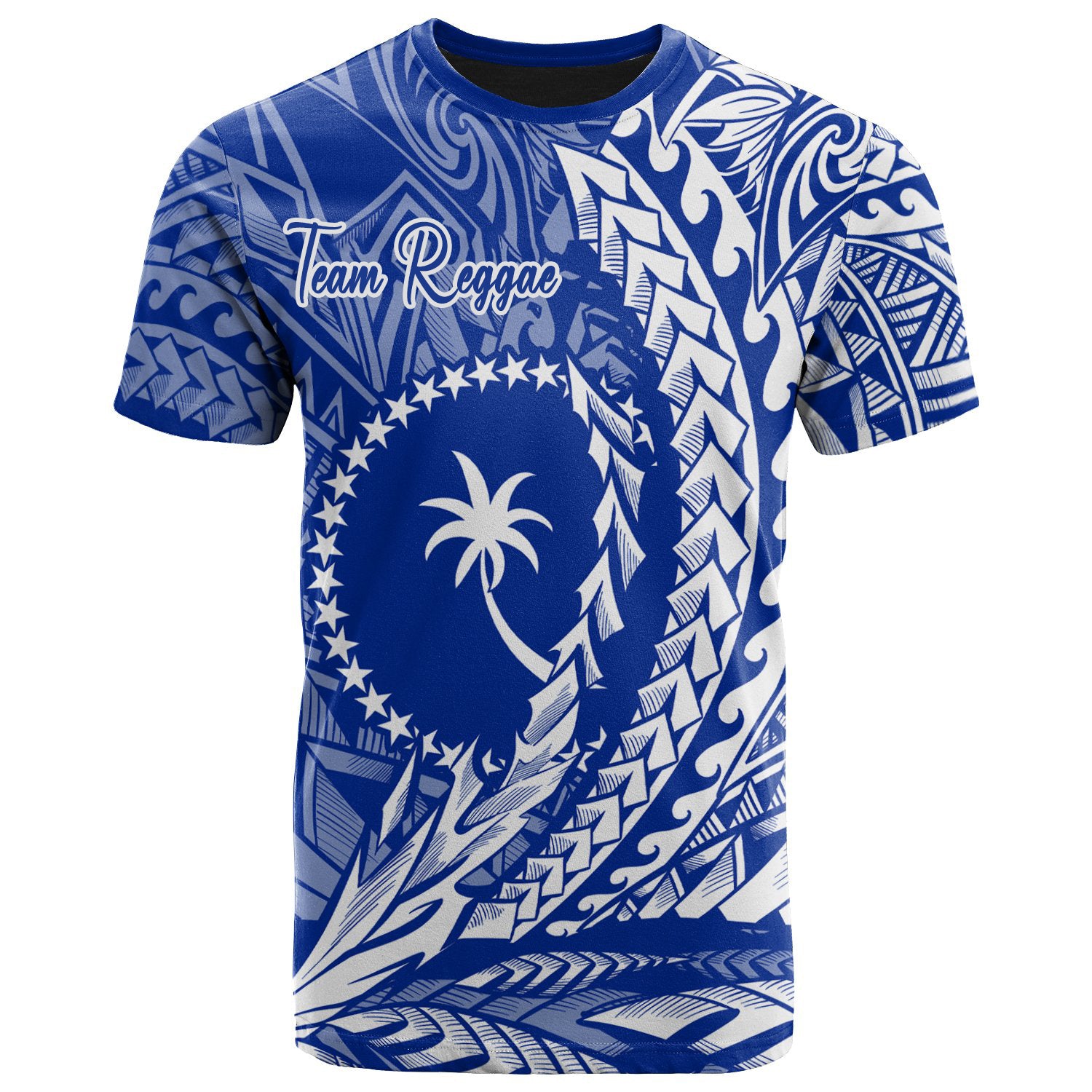 (Team Reggae) Chuuk State T Shirt Custom Wings Style Flag Color LT7 Unisex Blue - Polynesian Pride