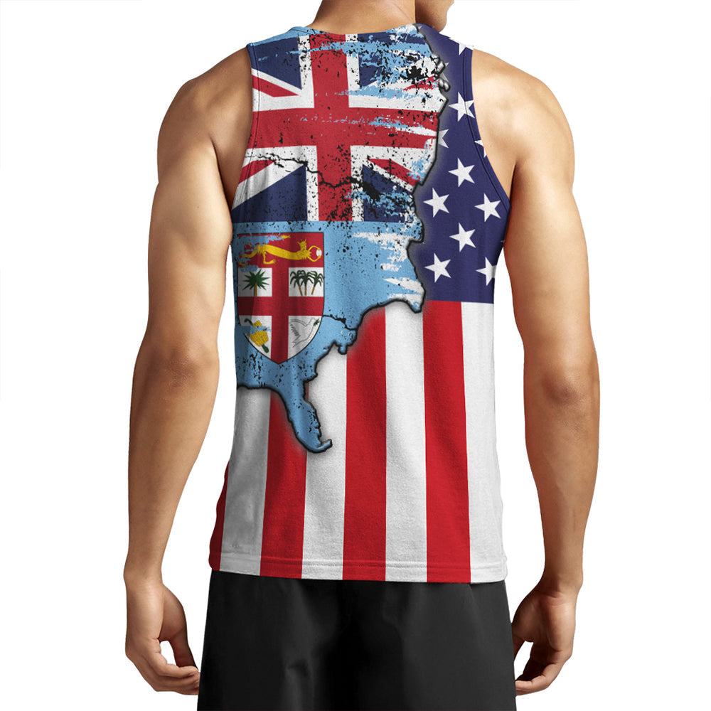 Fiji With America Flag Tank Top LT10 - Polynesian Pride