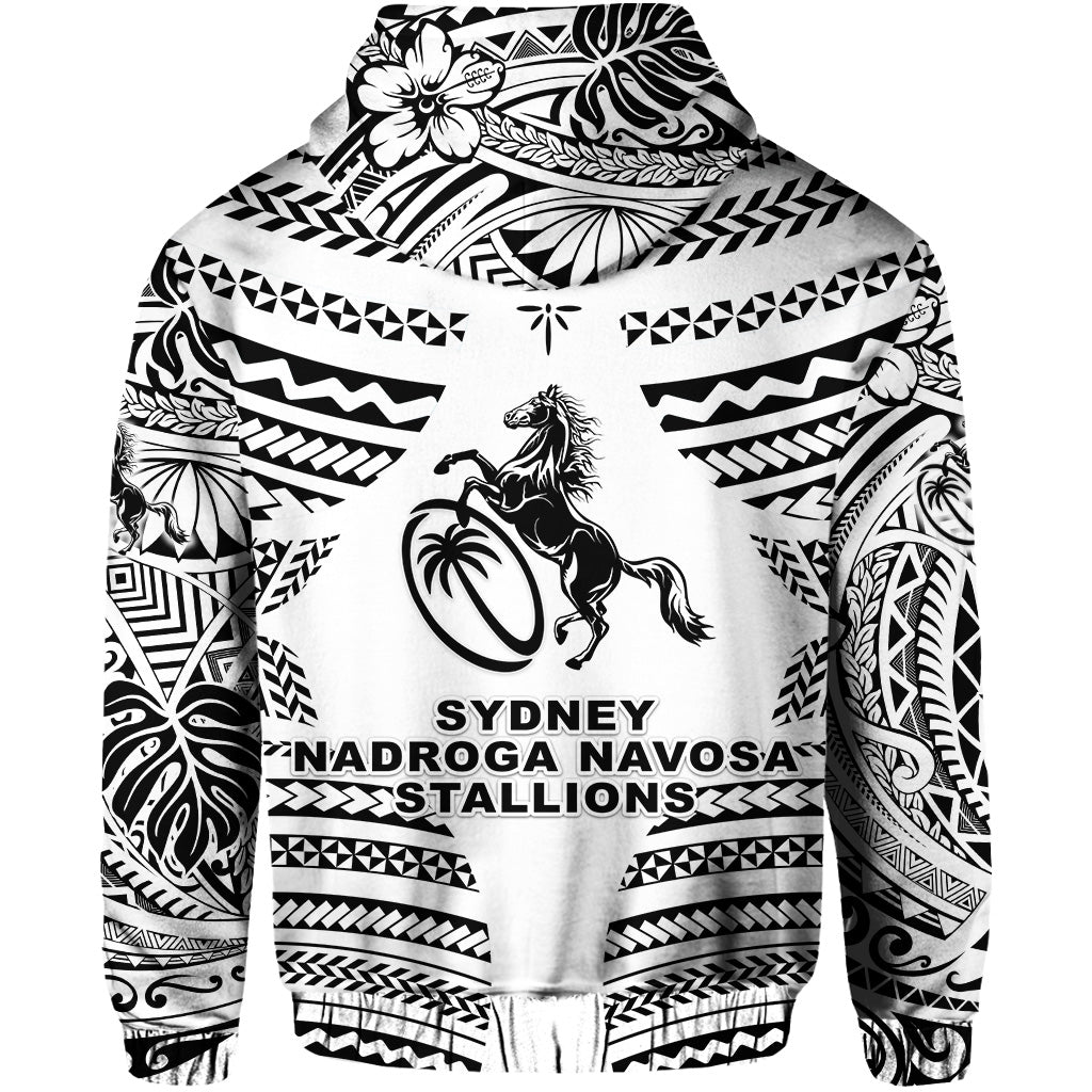 Fiji Rugby Zip Hoodie Sydney Nadroga Navosa Stallions Creative Style White LT8 - Polynesian Pride