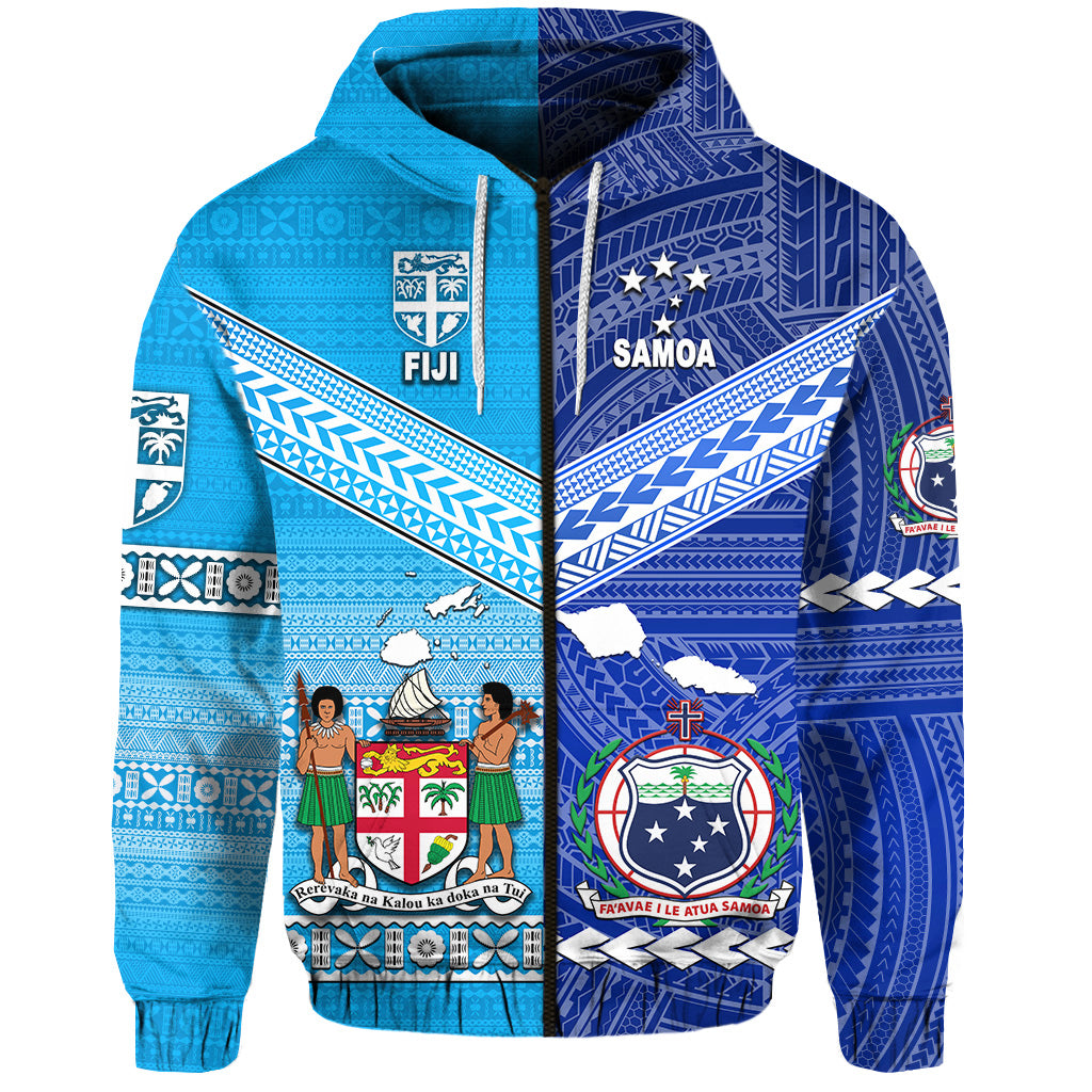 Fiji Samoa Zip Hoodie Together LT8 - Polynesian Pride