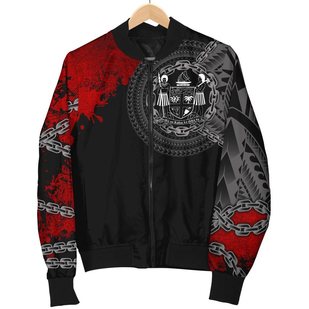 Fiji Polynesian Men's Bomber Jacket - Polynesian Chain Style - Polynesian Pride