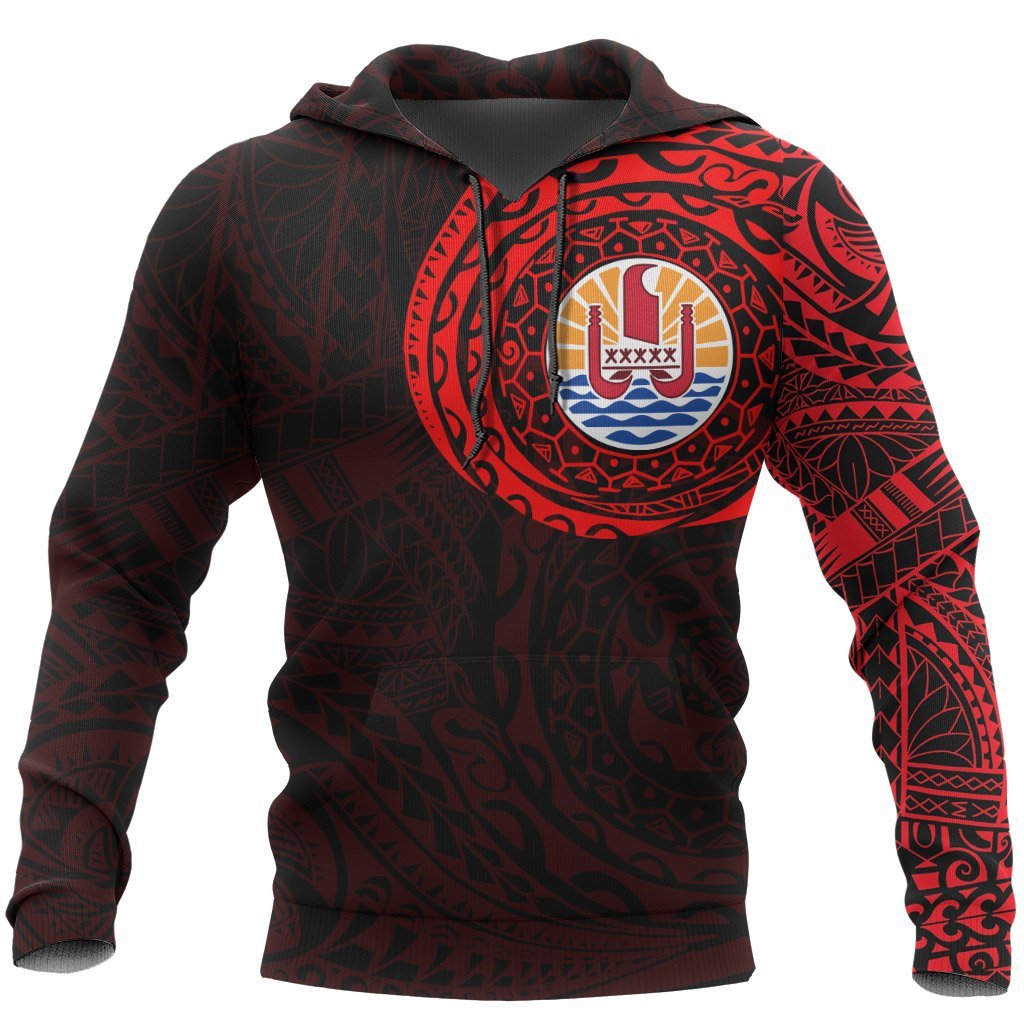 French Polynesia Hoodie French Polynesia Flag Tattoo Red Unisex Red & Black - Polynesian Pride