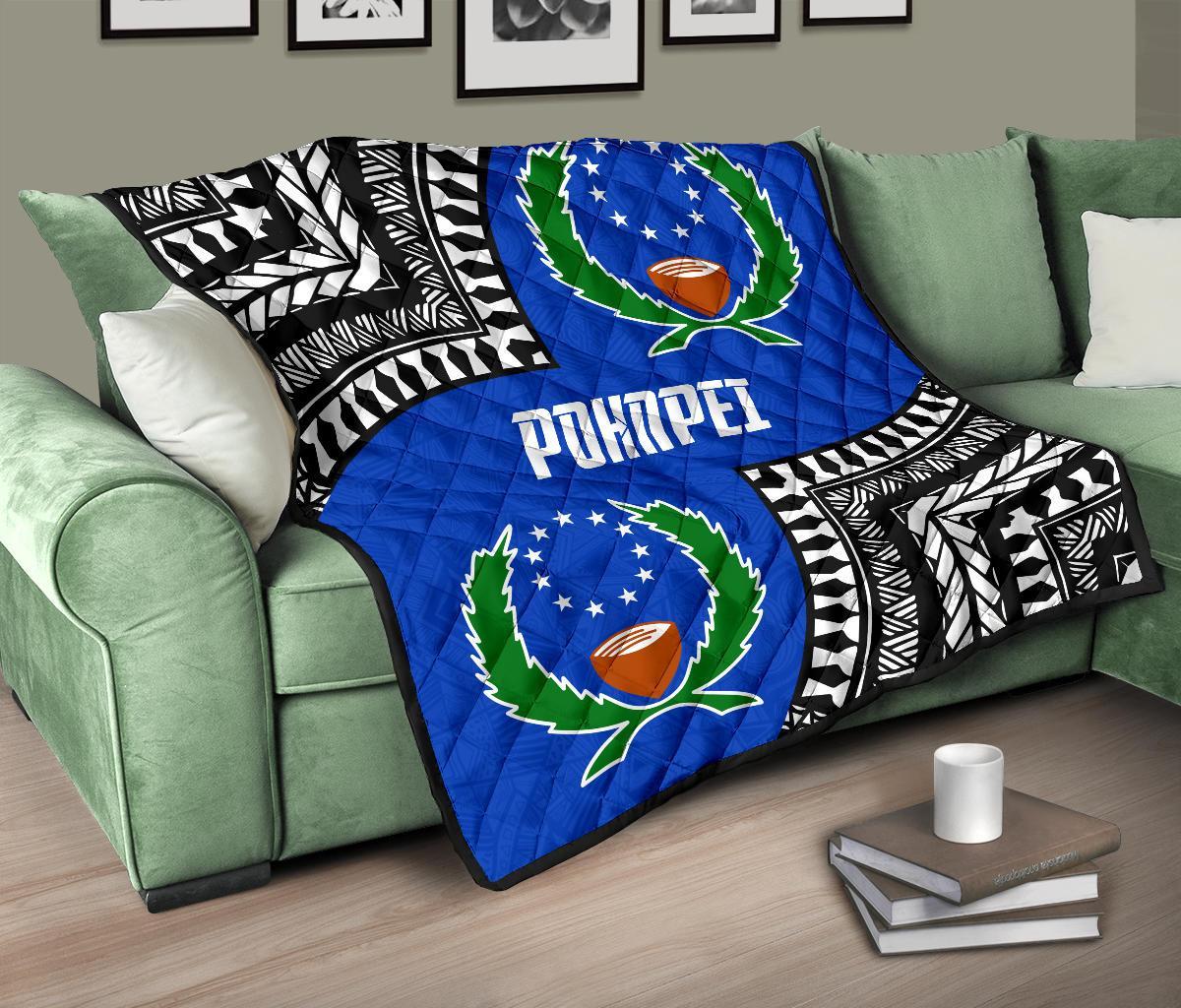 Pohnpei Premium Quilt - Pohnpei Flag Micronesian Pattern - Polynesian Pride