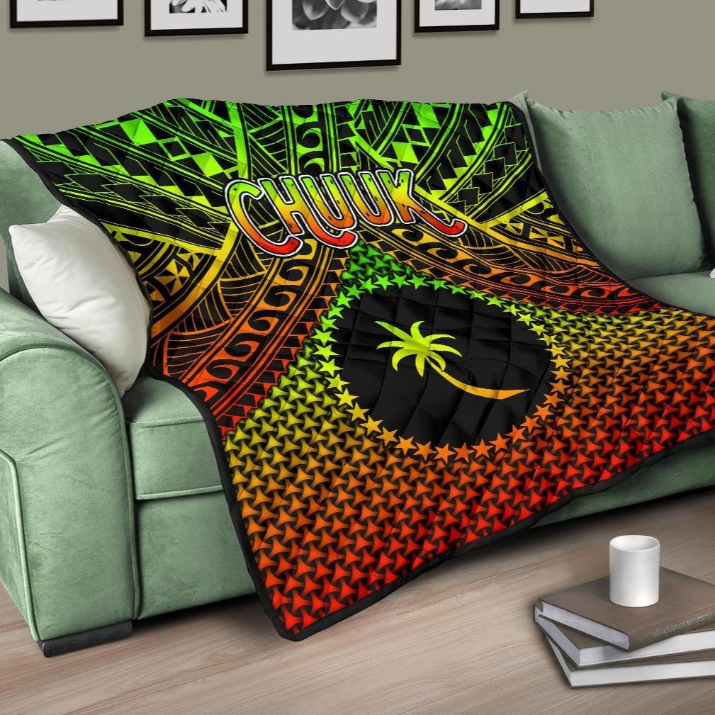 Polynesian Chuuk Premium Quilt - Reggae Vintage Polynesian Patterns - Polynesian Pride