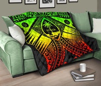 Guam Polynesian Premium Quilt - Guam Reggae Seal with Polynesian Tattoo - Polynesian Pride