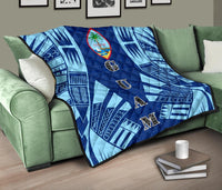 Guam Premium Quilt - Guam Coat Of Arms Polynesian Pale Blue Tattoo - Polynesian Pride