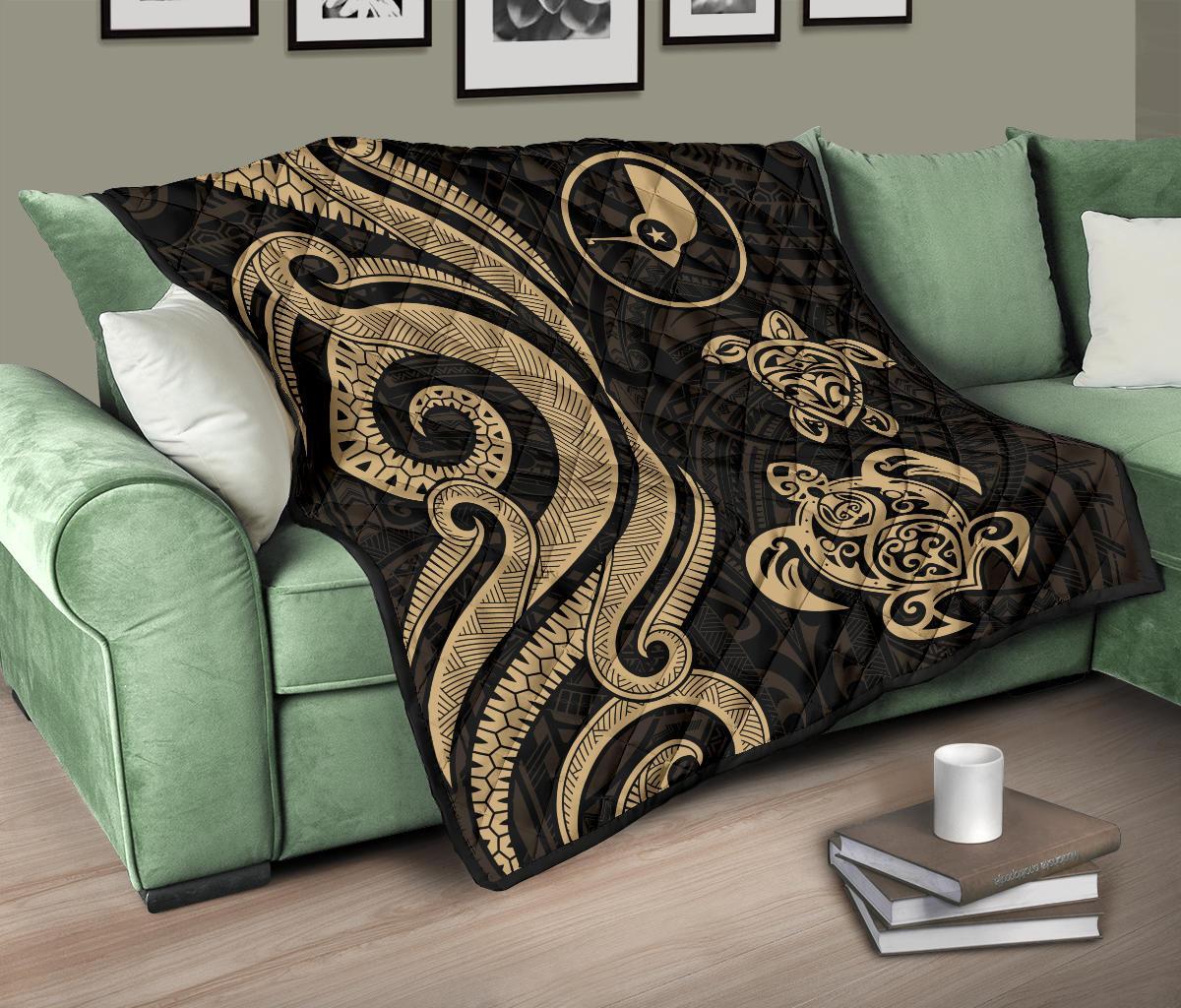 Yap Micronesian Premium Quilt - Gold Tentacle Turtle - Polynesian Pride